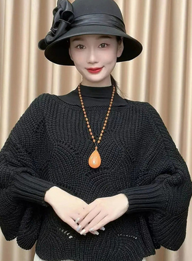 旗袍披肩外搭女2026春秋新款欧货高端中老年时尚镂空针织斗篷外套