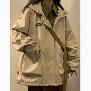 好货冲锋衣外套女春秋新款欧货复古高级感ulzzang防水美式工装夹
