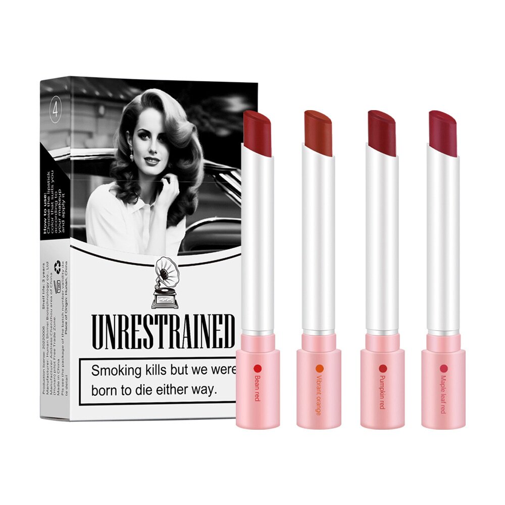 跨境lakerain烟盒口红 不沾杯易上色 哑光烟管口红香烟口红