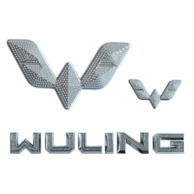 字母miniev改装金属镶钻前车标