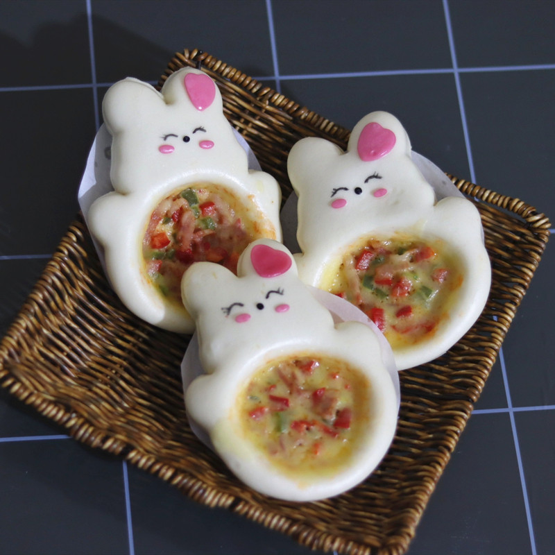 芝士萝卜兔子披萨早餐面包宝宝营养馒头卡通包速食花样早点