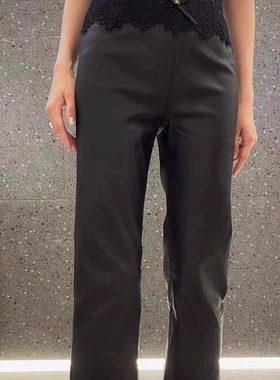 蛋白皮裤女2024秋季新款女装