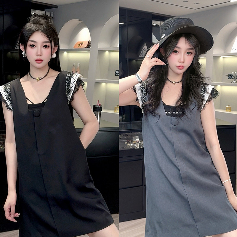 【现货】背心连衣裙女2025夏季新款纯色无袖背心裙宽松百搭短裙