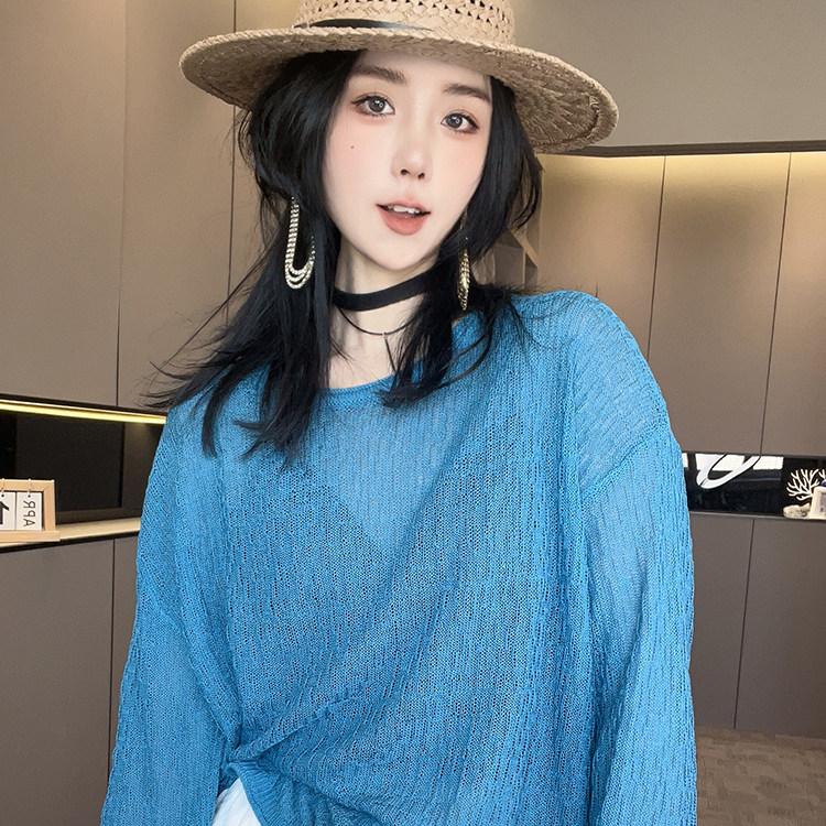 针织衫女2026春季新款欧洲站简约风纯色宽松百搭减龄圆领长袖上衣