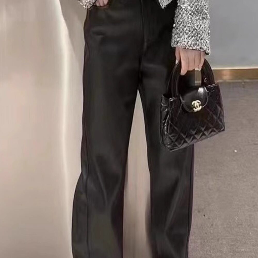 皮裤女2024秋季新款女装高级感