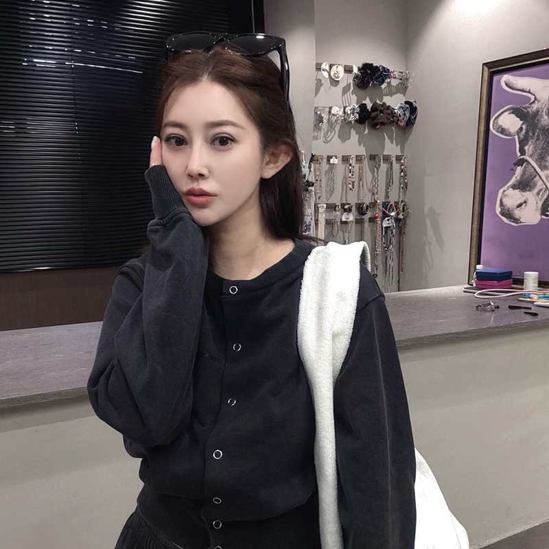 单排扣圆领上衣高腰直筒裤长裤纯色时尚套装两件套女2025秋季新款