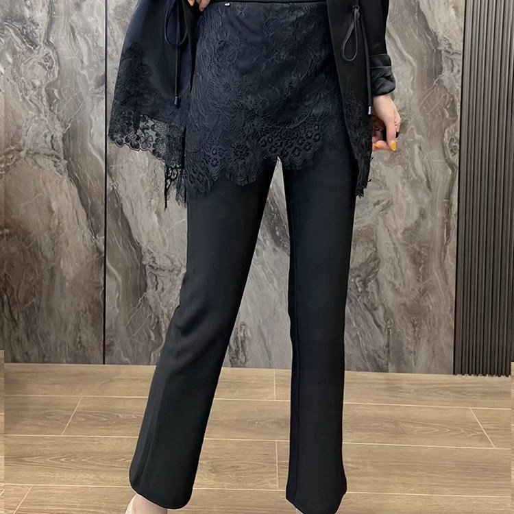 拼接蕾丝屁帘裤裙女2026春季新款纯色高腰休闲裤时尚长裤减龄裤子