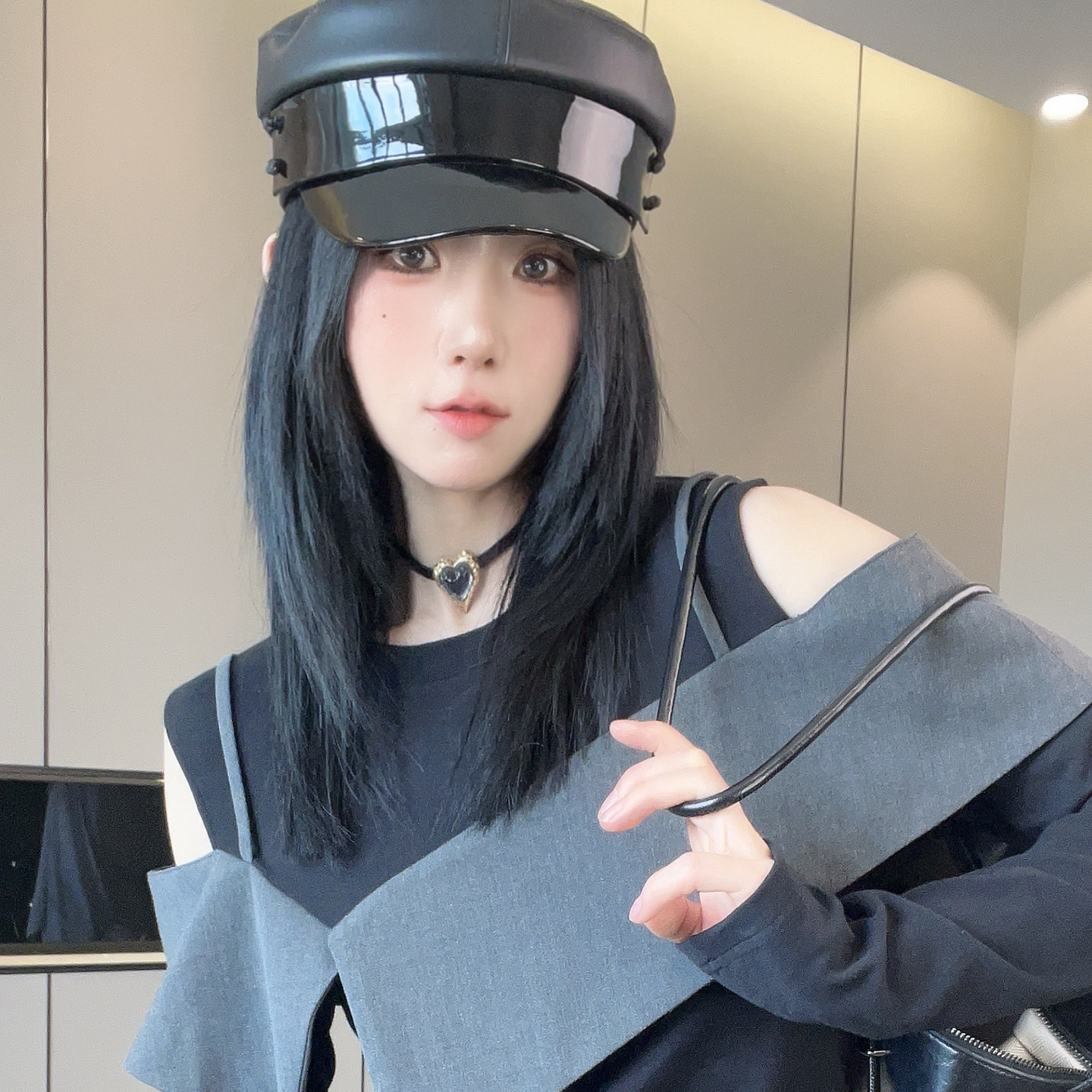 露肩圆领T恤高腰直筒裤休闲裤套装两件套女2026秋季新款欧洲站