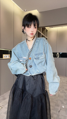 牛仔外套女2024秋季新款百搭