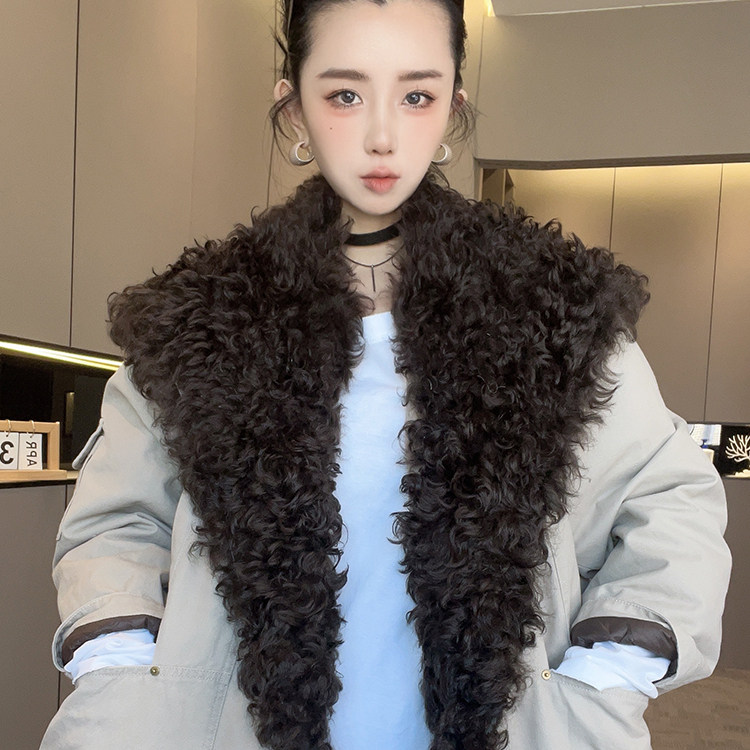 毛领派克鹅绒羽绒服女2025冬季新款欧洲站欧货派克服外套长袖上衣