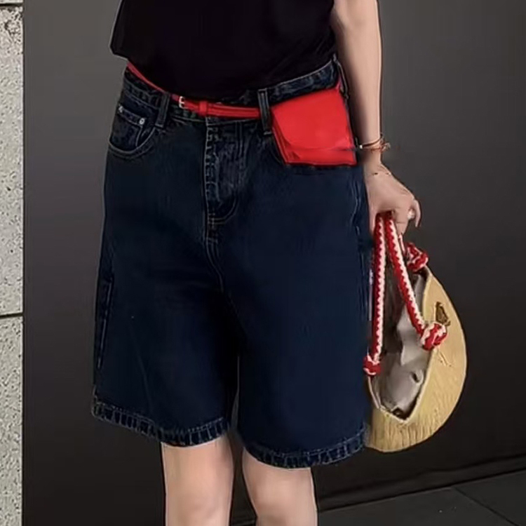 牛仔短裤女2025夏季新款欧洲站高腰阔腿五分裤宽松百搭减龄裤子