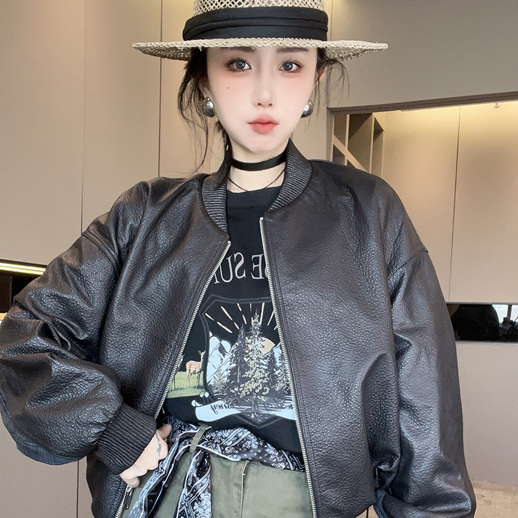 皮衣女2025秋季新款欧洲站纯色短款绵羊皮真皮外套立领长袖上衣