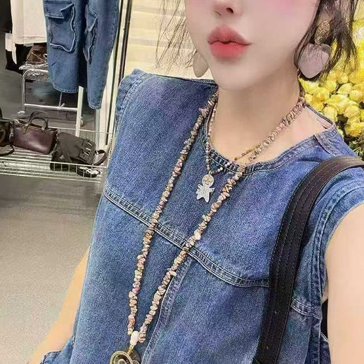 牛仔连衣裙女2026夏季新款欧洲站时尚百搭宽松圆领牛仔裙无袖裙子