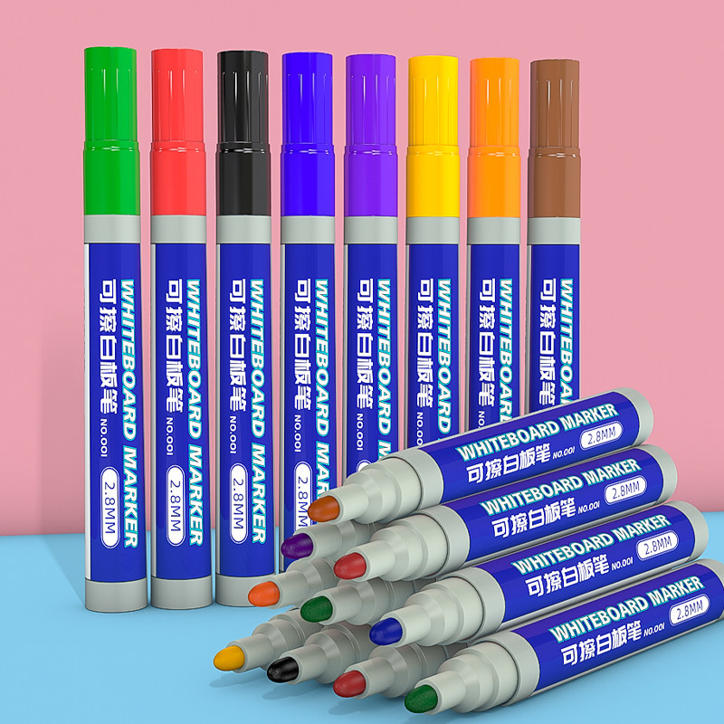 어린이 지울 수 있는 수성 화이트보드 펜 쉽게 지울 수 있는 색상 검정 칠판 펜 크고 굵은 마커 펜 자석 빨간색