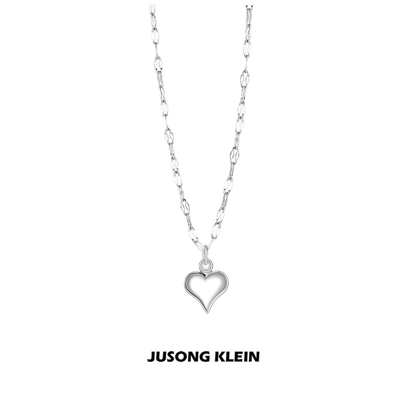 JUSONG KLEIN爱心项链女气质金属桃心ins轻奢心形锁骨链