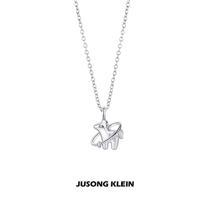 Jusongklein钛钢小马锁骨链女