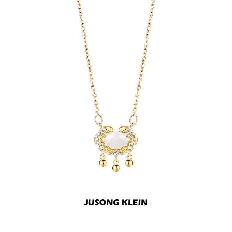 Jusong klein 钛钢项链 福运新年系列平安锁项链女国风设计锁骨链