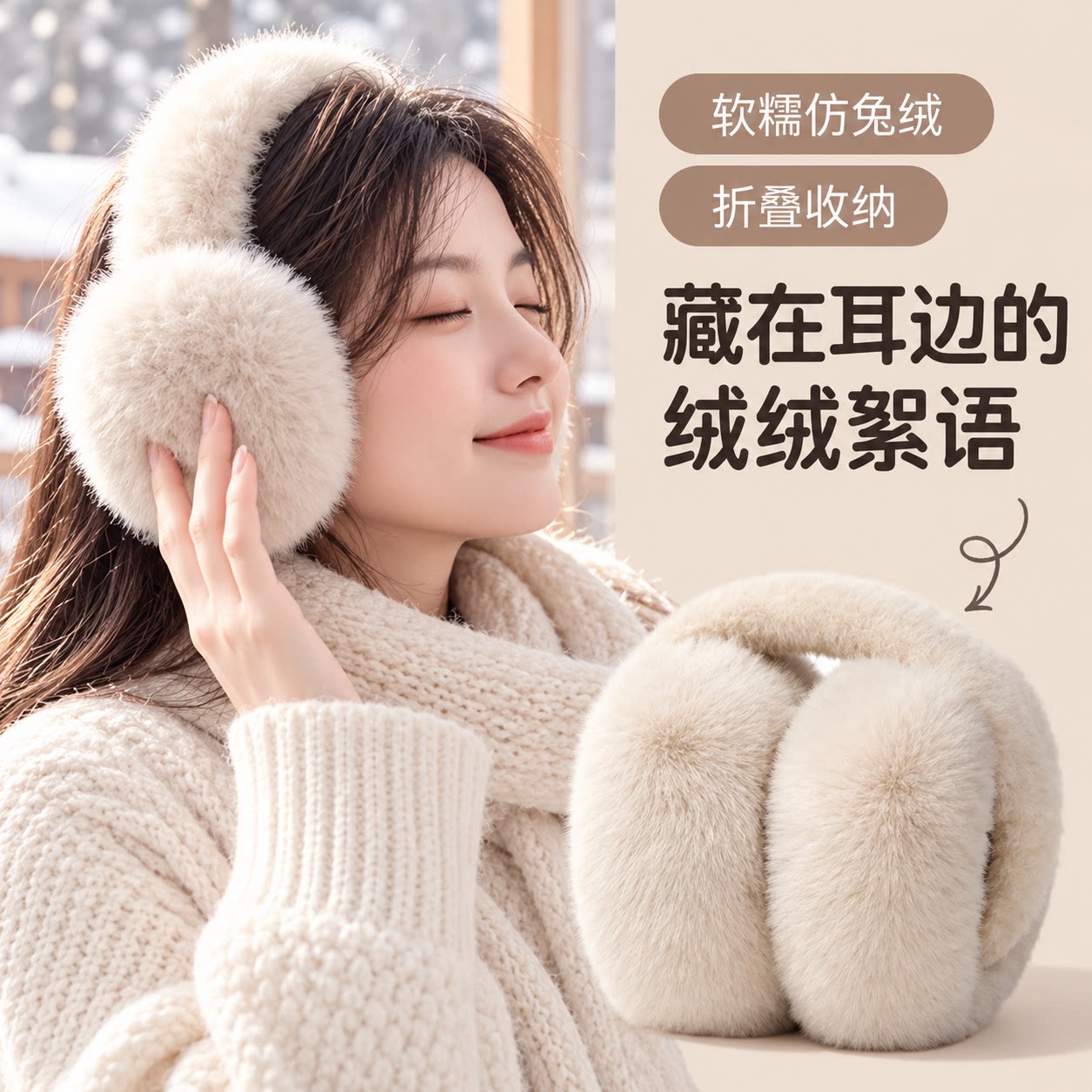 保暖耳罩女冬可爱简约防冻耳朵套2026新款毛绒学生折叠耳包帽防寒