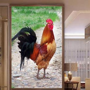 大公鸡红冠雄鸡图海报客厅餐厅走廊玄关装饰画墙贴壁挂画自粘定制