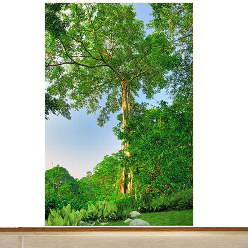 竖版树林大树树木发财树家用玄关背景墙海报自粘贴纸装饰招财贴画图片