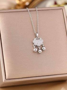 跨境掉播卖银色钛84595钢项链女微镶直锆石气热质高级感锁骨链饰