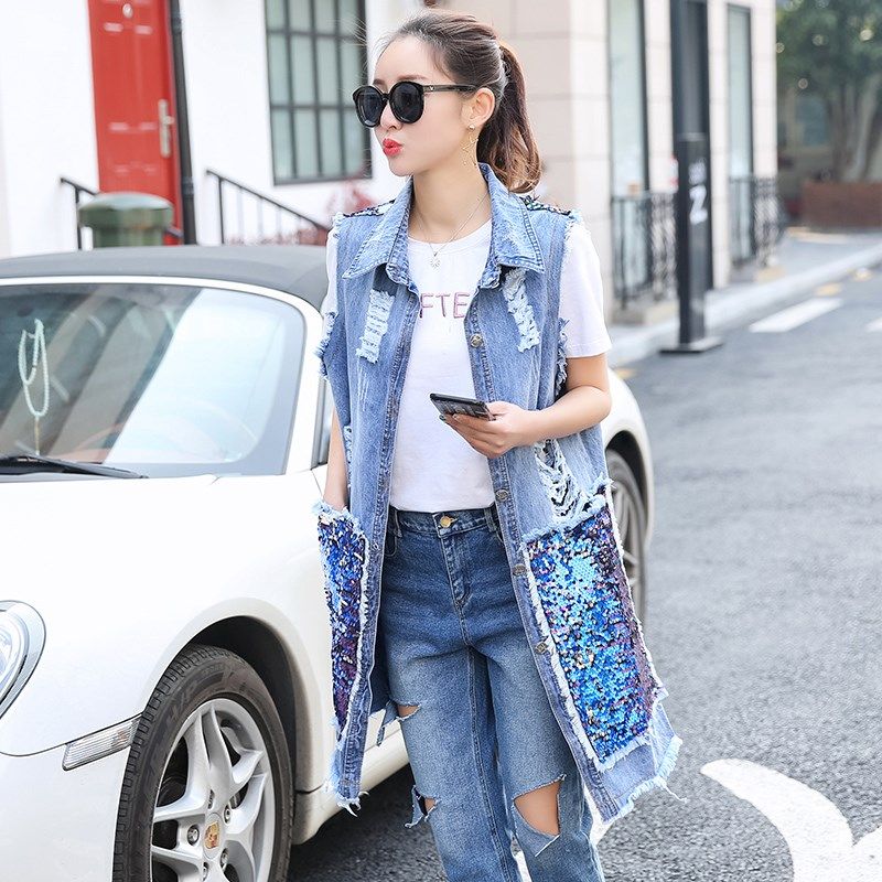 牛仔坎肩亮片馬甲女 200斤中長款外套背選春季韓版加肥加大碼在類目 3C數碼配件, 電子元器件市場, 電子元件, 其它元器件中 - 來自Buy2taobao.com提供專業的淘寶代購服務