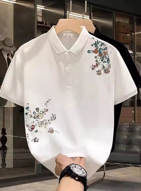 Q54-仿棉珠地0克印花OLO衫 白色 黑色 S-4XL 2026年高级感vintage