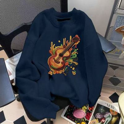 潮牌美式重磅新款圆领情侣卫衣加绒长袖加厚印花上衣男女宽松潮流