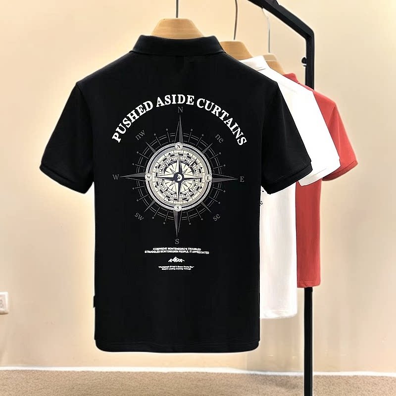 男士短袖高级感polo衫夏季潮牌半袖男款上衣印花t恤休闲翻领体恤