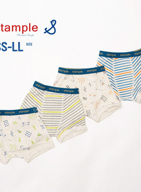 日本stample儿童内裤纯棉平角宝女男童短裤学生四角裤中大童裤衩
