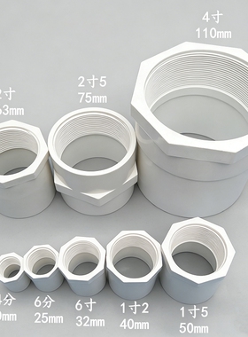 PVC内丝直4分6分1寸塑料丝牙直接40 50 63 75 110内螺纹给水直通