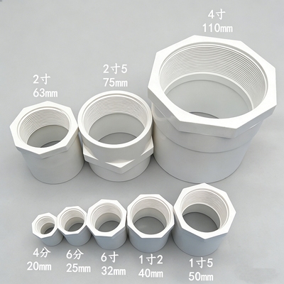 PVC内丝直4分6分1寸塑料丝牙直接40 50 63 75 110内螺纹给水直通