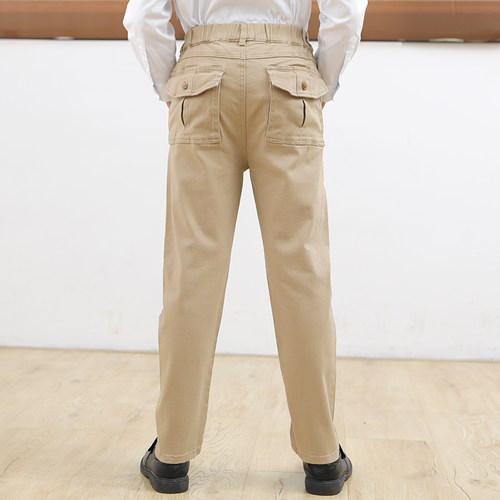 男童卡其色西装裤子春秋校服