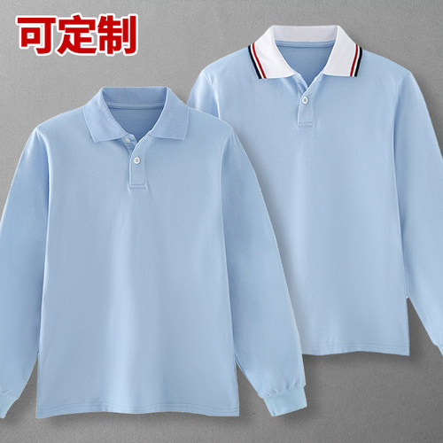 蓝色女童t恤学院风校服polo衫