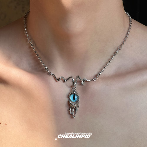 CHEALIMPID/.恶魔之眼猫瞳项链毛衣链小众个性高级感潮锁骨链颈链