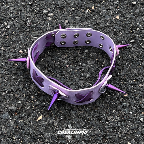 choker/.紫魅色绑带铆钉项圈暗黑y2k亚文化朋克小众设计男女项链