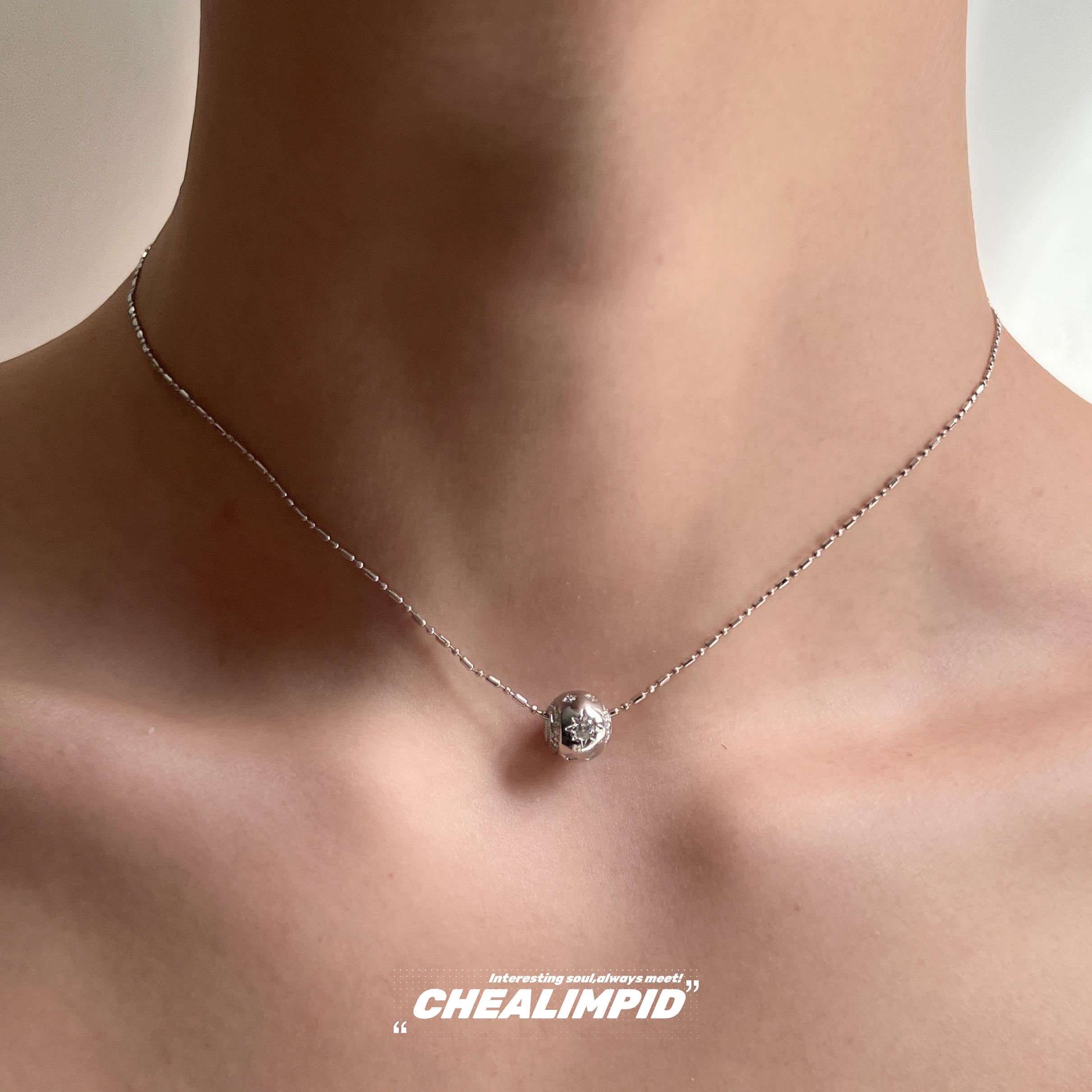 CHEALIMPID/.简约闪钻芒星吊坠项链小众设计轻奢潮男女锁骨链颈链