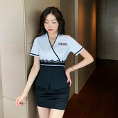 足疗工作服套装 女新款 气质足浴店沐足工衣前台性感按摩技师套装