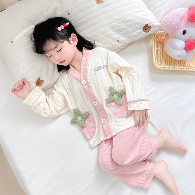 女童睡衣春秋纯棉草莓女孩长袖