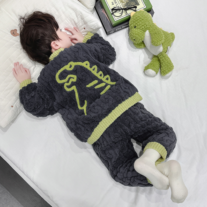 恐龙睡衣冬季~双层珊瑚绒加厚
