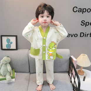 空调服儿童恐龙3岁6男孩家居服 纯棉长袖 男童睡衣春秋款 2025新款