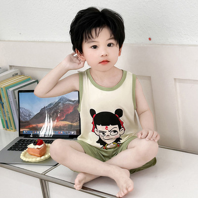 超清凉亲肤莫代尔无袖夏哪吒睡衣