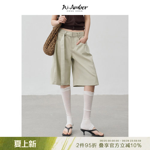 W.Amber百慕系带气球中裤休闲裤宽松慵懒风2026新款夏季薄款短裤