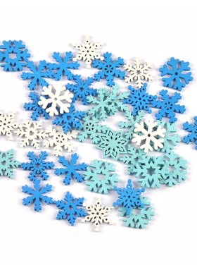 新款蓝色白色圣诞小雪花圣诞树装饰用品DIY手工艺创作材料50个/包