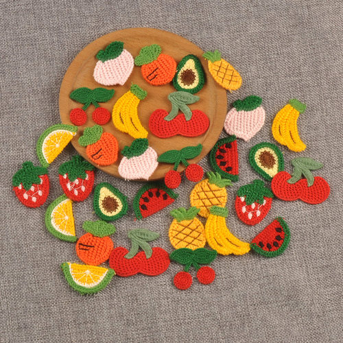 可爱水果布贴毛线刺绣衣服装饰破洞修补贴花服装辅料DIY装饰10个