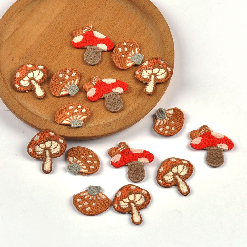 可爱蘑菇花边布贴DIY手工艺制作材料包包发饰发夹装饰配件10个,居家布艺,布贴,淘宝优惠券,粉丝福利购,淘宝优惠卷