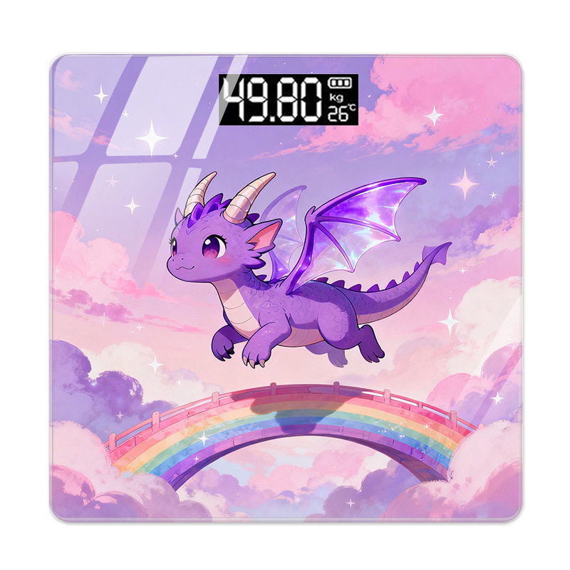 卡通紫龙智能体重体脂秤家用防爆电子秤小型可充电智能精准秤称重