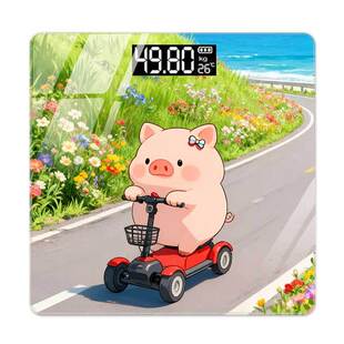 卡通小猪体重秤家用精准电子秤称重充电智能专用小型体脂秤器