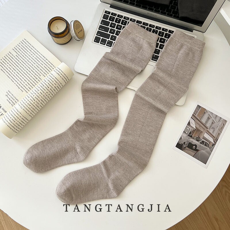 纯羊毛过膝长筒袜内蒙古女士秋冬加厚保暖精纺高筒护腿高弹美腿袜