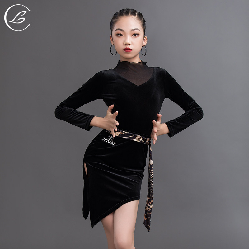 乐雅池20223秋冬套装练功服拉丁舞服装长袖女孩表演服拉丁舞裙